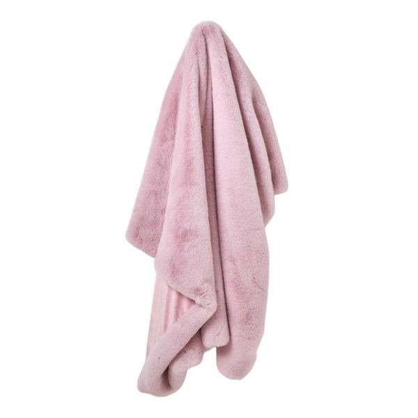 Adairs Kids Frankie Powder Pink Faux Fur Throw (Pink Throw)