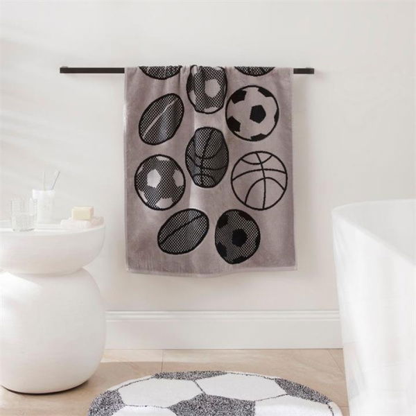 Adairs Kids Game Day Grey (Grey Bath Towel)