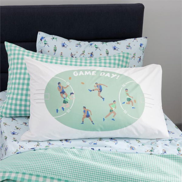 Adairs Kids Game Day Kids Text Pillowcases - White (White Pillowcase)