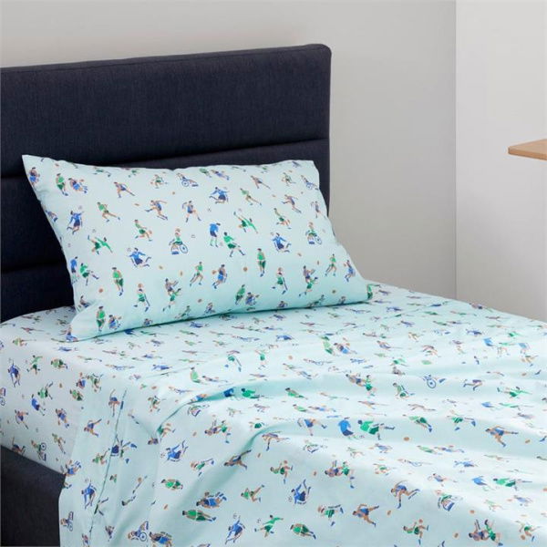 Adairs Kids Game Day Mint Sheet Set - Green (Green Double)