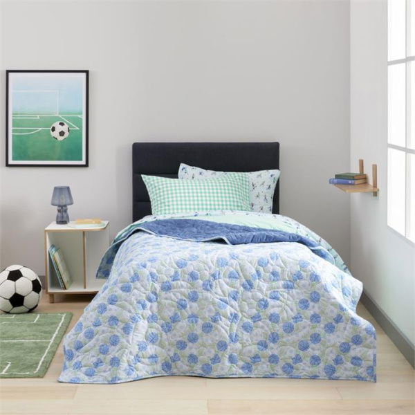 Adairs Kids Game Day Navy Cord Coverlet - Blue (Blue Coverlet)