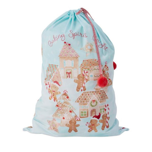 Adairs Blue Kids Gingerbread Kisses Christmas Santa Sack