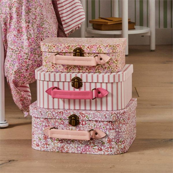 Adairs Pink Set of 3 Kids Heirloom Madelyn Floral Suitcase Set of 3 Pink