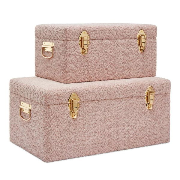 Adairs Pink Large Kids Heirloom Pink Boucle Storage Trunk