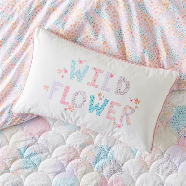 Adairs Pink Kids Heirloom Wild Flower White Pillowcase