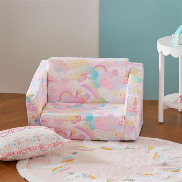 Adairs Pink I Love Unicorns Kids Flip Out Sofa