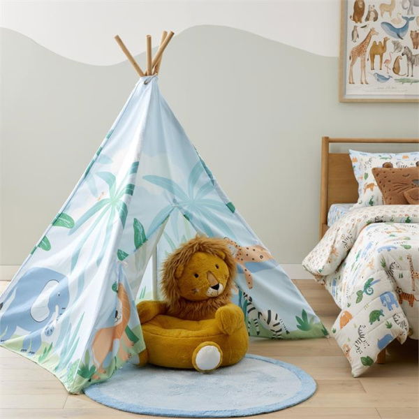 Adairs Blue Teepee Kids Jungle Adventure Teepee Blue