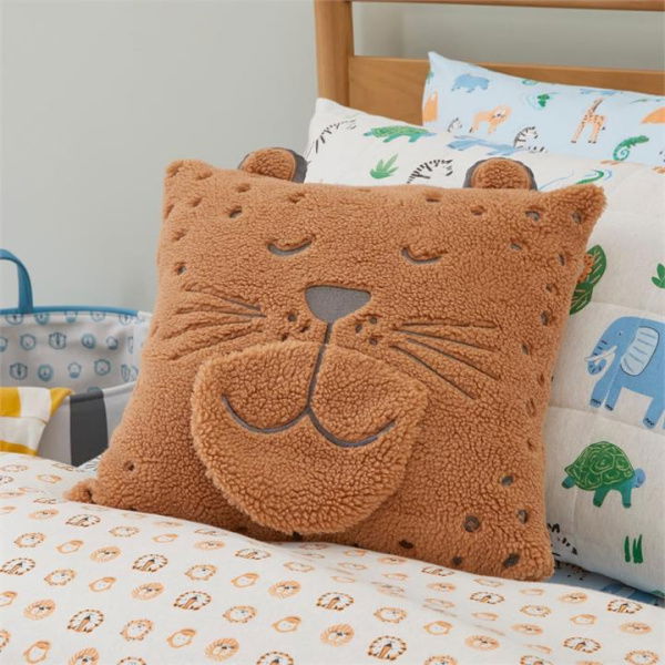 Adairs Kids Jungle Leopard Classic Cushion - Natural (Natural Cushion)