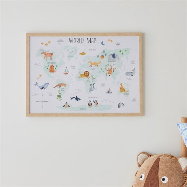 Adairs Jungle World Map Kids Wall Art