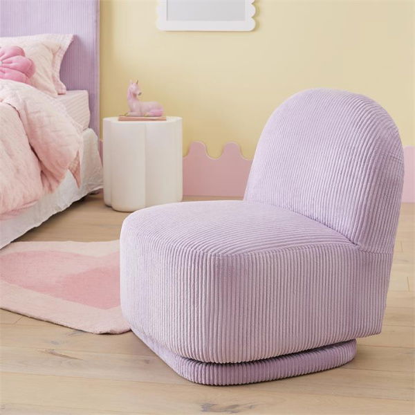 Adairs Kids Kai Lilac Cord Swivel Chair - Purple (Purple Swivel Chair)