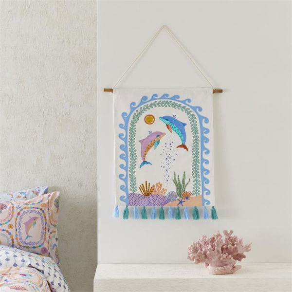 Adairs Blue Kids Karina Jambrak Dolphin Dance Wall Décor