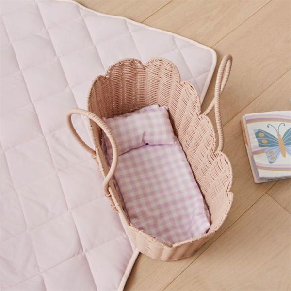 Adairs Kids Katie's Doll Play Lilac Gingham Baby Carrier Bedding Set - Purple (Purple Set of 3)