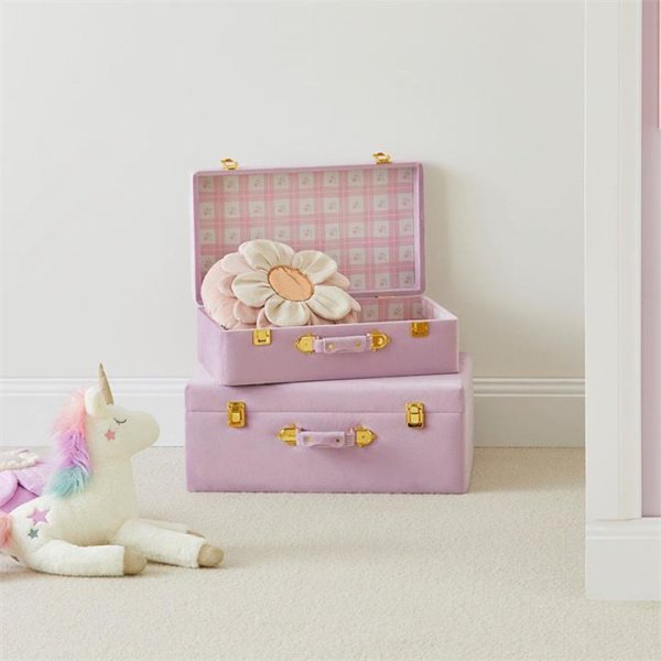 Adairs Pink Kids Keepsake Floral Suitcases Set of 2