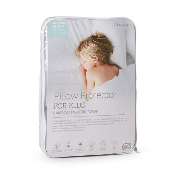 Adairs White Cot Pillow Kids Bamboo Waterproof Protector