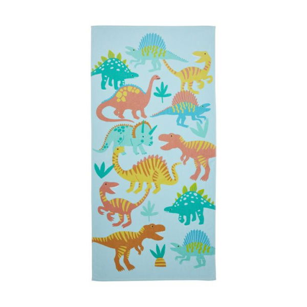 Adairs Blue Beach Towel Kids Kids Beach Summer Dinos Printed Towel Blue