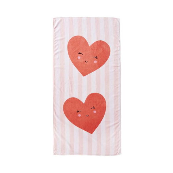 Adairs Red Kids Kids Beach Summer Hearts Printed Beach Towel