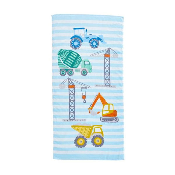 Adairs Blue Kids Beach Under Construction Printed Beach Towel