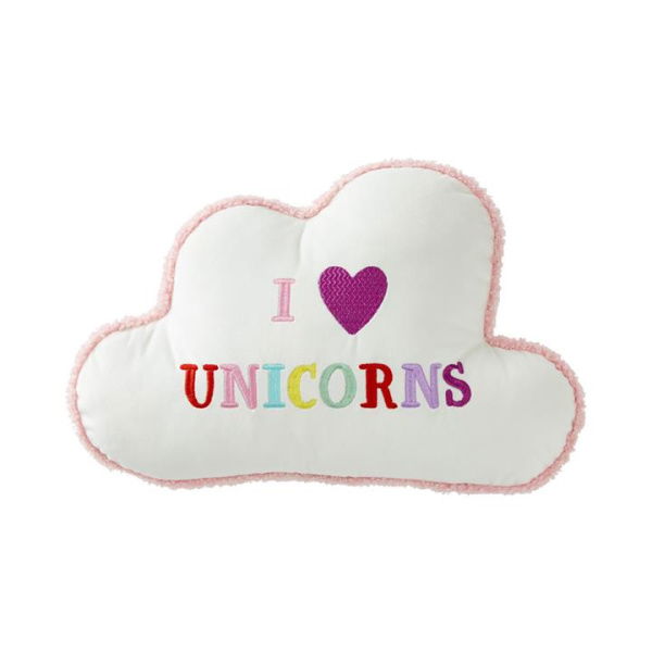 Adairs White Cushion Kids Kids Boucle I Love Unicorns Cushion White