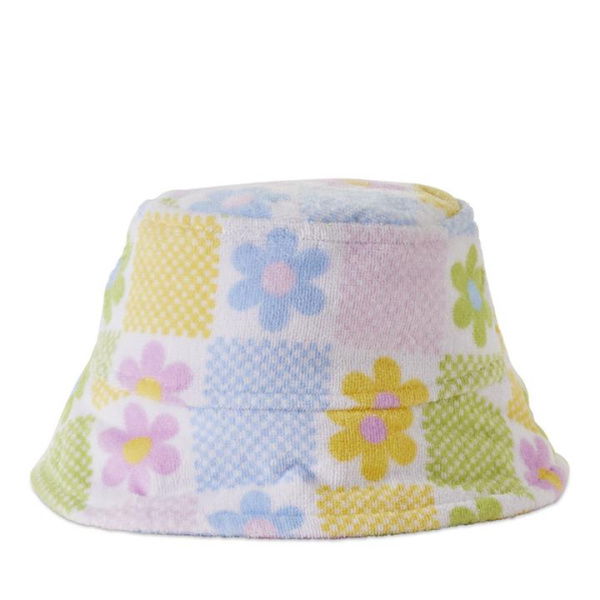 Adairs Green Hat Kids Floral Gingham Beach Bucket Hat