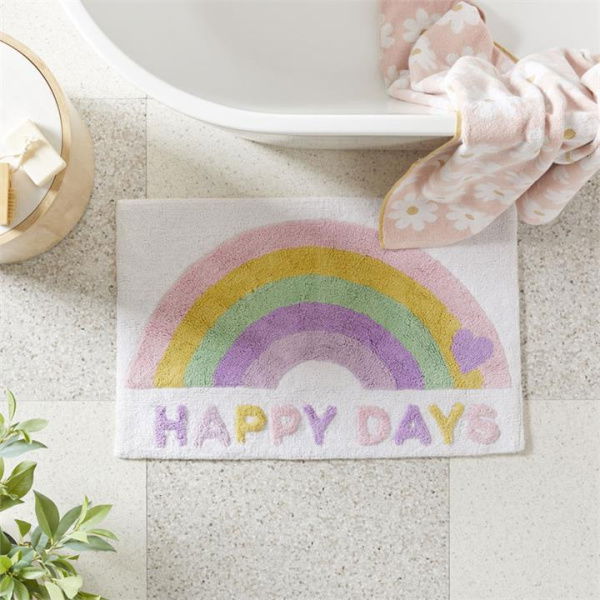 Adairs Pink Kids Happy Days Bath Mat