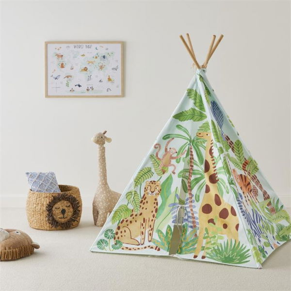 Adairs Kids Kids Jungle Safari Teepee - Green (Green Teepee)