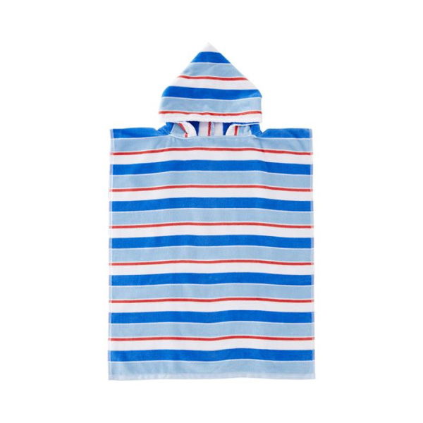 Adairs Blue Beach Towel Kids Kids Mini Me Ocean Stripe Blue Velour Beach Towel