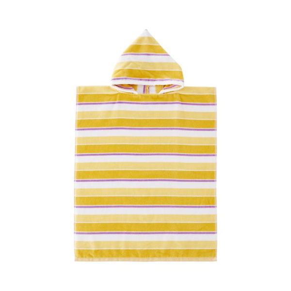 Adairs Yellow Kids Mini Me Ocean Stripe Lemon Velour Beach Towel