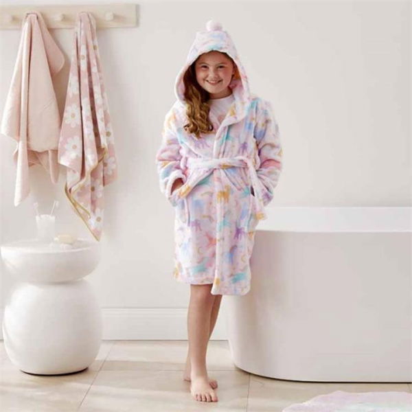 Adairs Kids Kids Moonlight Unicorn Dressing Gown - Pink (Pink MED/LRG)