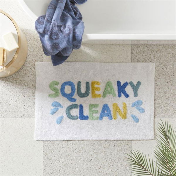 Adairs White Bath Mat Kids Squeaky Clean Bath Mat