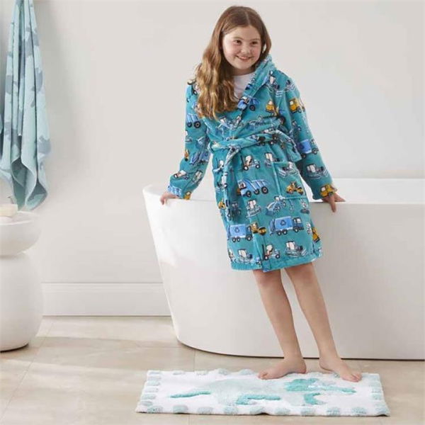 Adairs Kids Kids Truck Time Dressing Gown - Blue (Blue MED/LRG)