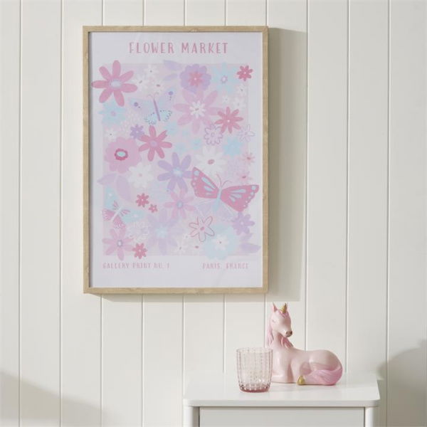 Adairs Pink Wall Art Kids Let It Bloom Wall Art Pink