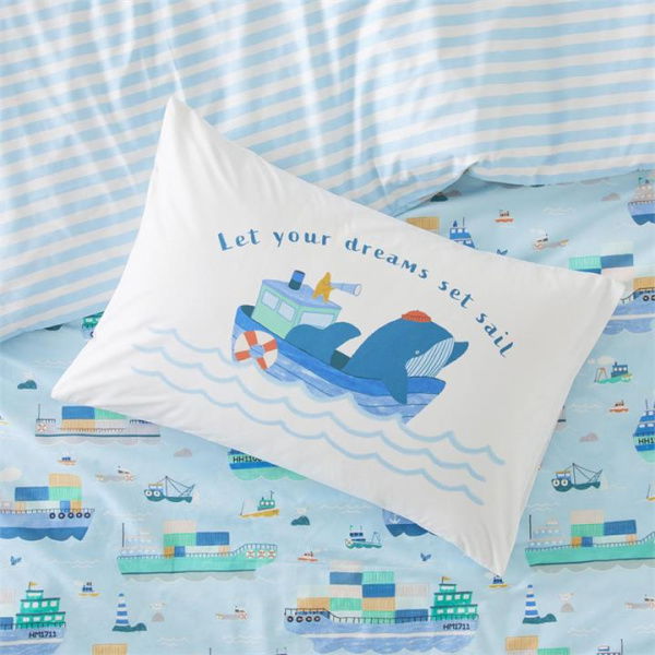 Adairs Blue Let Your Dreams Set Sail Kids Text Pillowcase