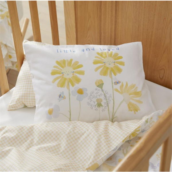 Adairs Yellow Cot Kids Little & Loved Text Pillowcase