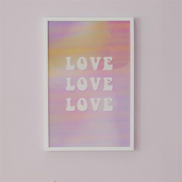 Adairs Kids Love Love Love Wall Art - Purple (Purple Wall Art)