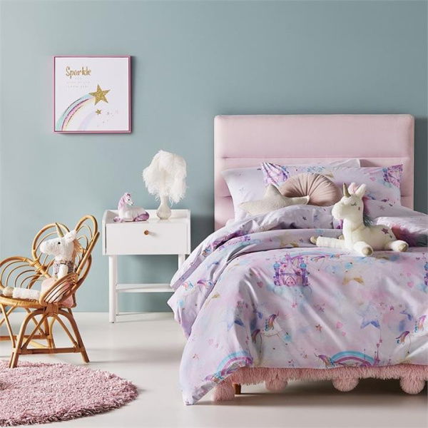 Adairs Pink Kids Magical Kingdom Sorbet Double Quilt Cover Set