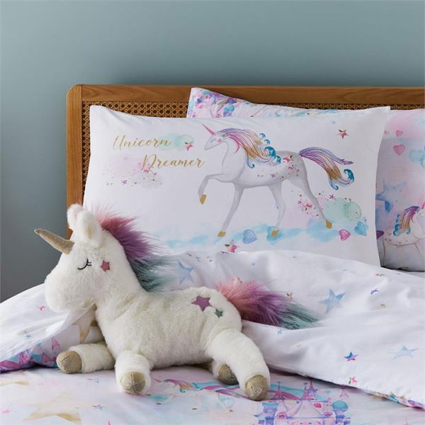 Adairs White Kids Magical Kingdom Decorative Standard Text Pillowcase