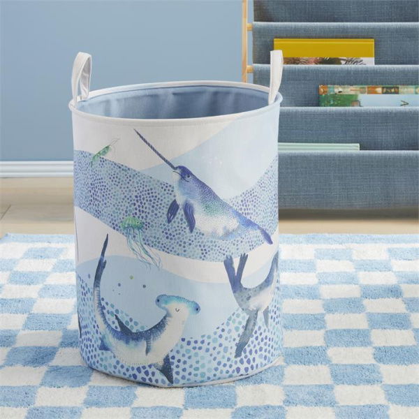 Adairs Kids Make A Splash Printed Basket - Blue (Blue Basket)