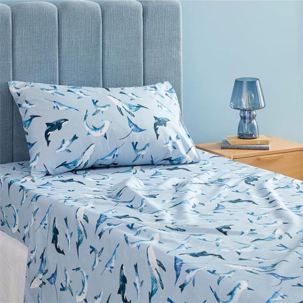 Adairs Kids Make A Splash Slate Blue Sheet Set (Blue Queen)