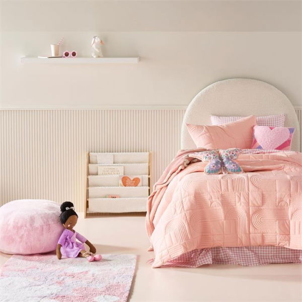 Adairs Pink Double Kids Marlowe Soft Pink Quilted Jersey Quilt Cover Set