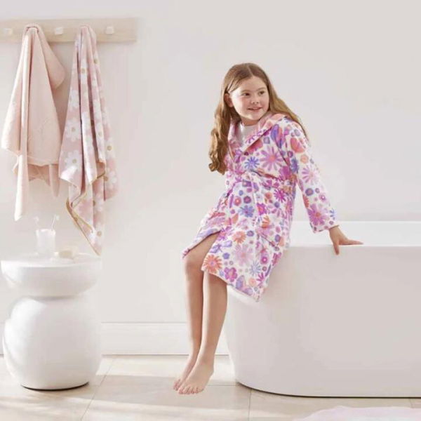 Adairs Kids Marni Floral Dressing Gown - Pink (Pink MED/LRG)