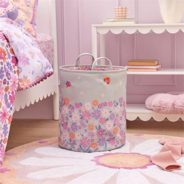 Adairs Kids Marni Floral Printed Basket - Pink (Pink Basket)