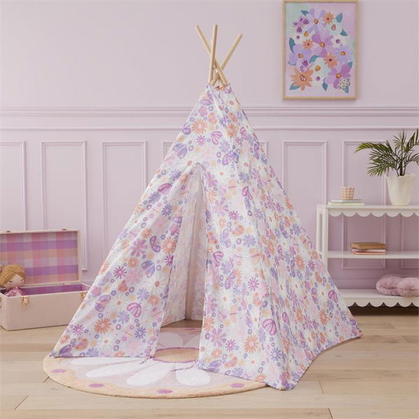 Adairs Kids Marni Floral Teepee - Purple (Purple Unknown)