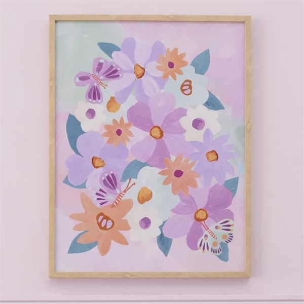 Adairs Kids Marni Floral Wall Art - Purple (Purple Wall Art)