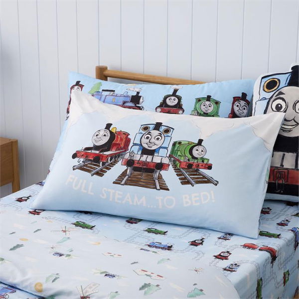 Adairs Kids Mattel Thomas The Tank Engine Text Pillowcase - Blue (Blue Pillowcase)