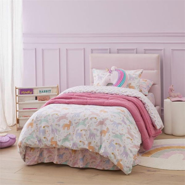 Adairs Kids Moonlight Unicorn White Flannelette Quilt Cover Set (White Double)