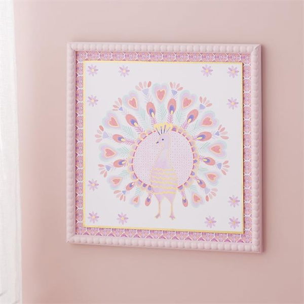 Adairs Kids Nahla Peacock Wall Art - Pink (Pink Wall Art)