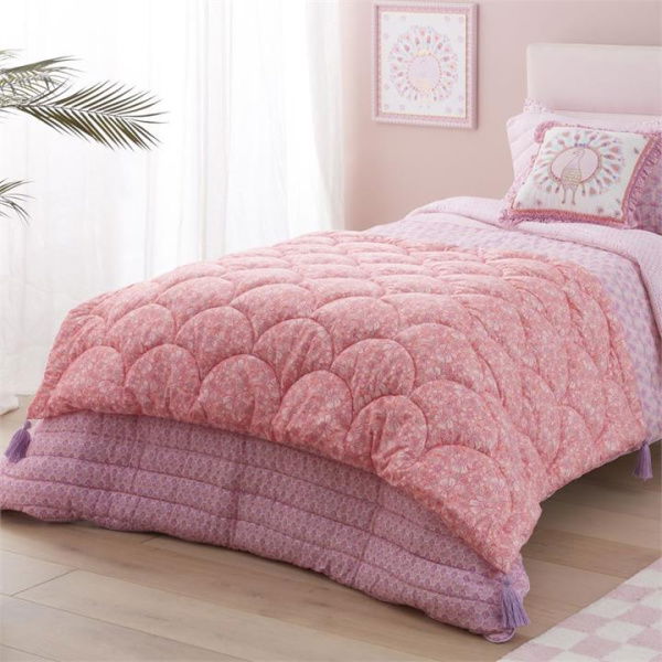 Adairs Kids Nahla Pink Quilted Bed Runner (Pink Bed Runner)