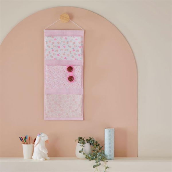 Adairs Kids Nola Floral Wall Hanging Storage - Pink (Pink Storage)