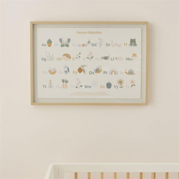 Adairs Kids Nursery Pure Nature ABC Wall Art - White (White Wall Art)