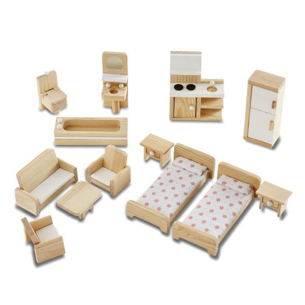 Adairs Natural Kids Olivia Doll House Furniture Collection Set